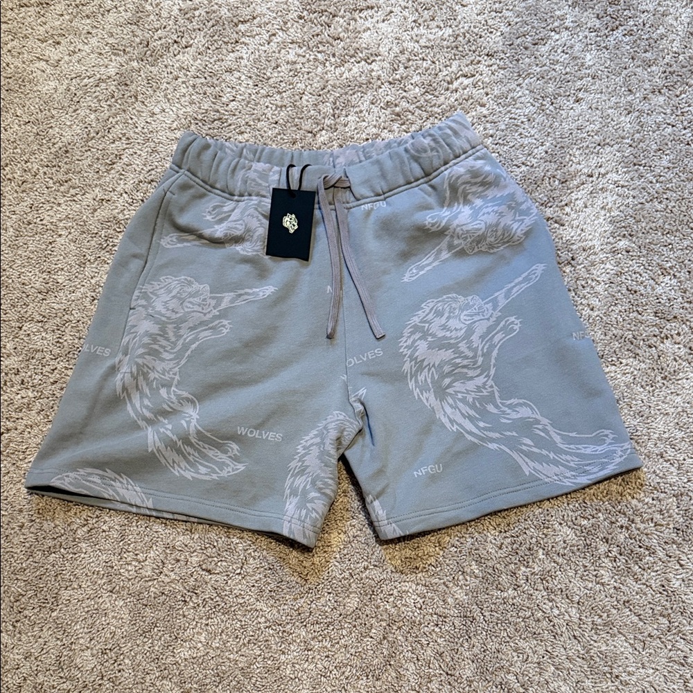 Darc Sport Gray Wolf Pattern Athletic Shorts